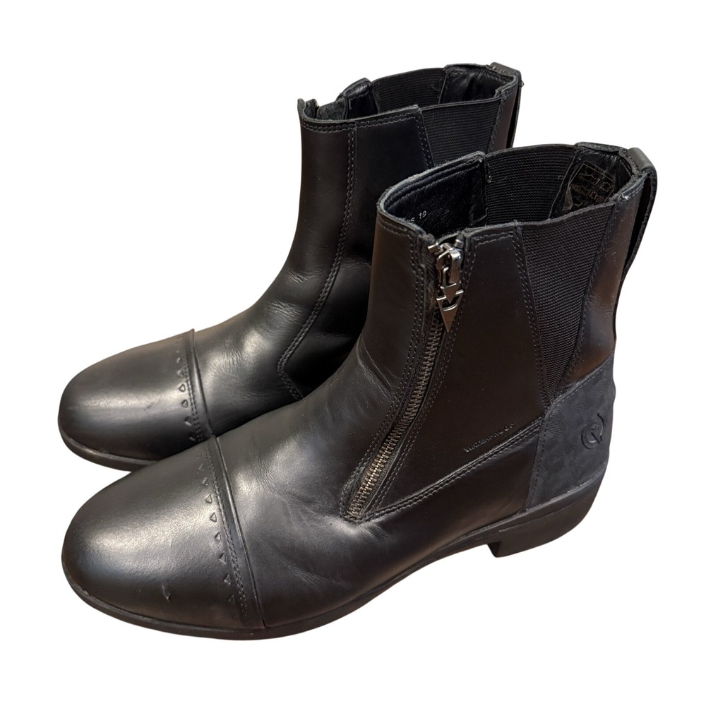 Kerrits Cascadia Waterproof Paddock Boots‎ Sz 10 Black Leather Side Zip